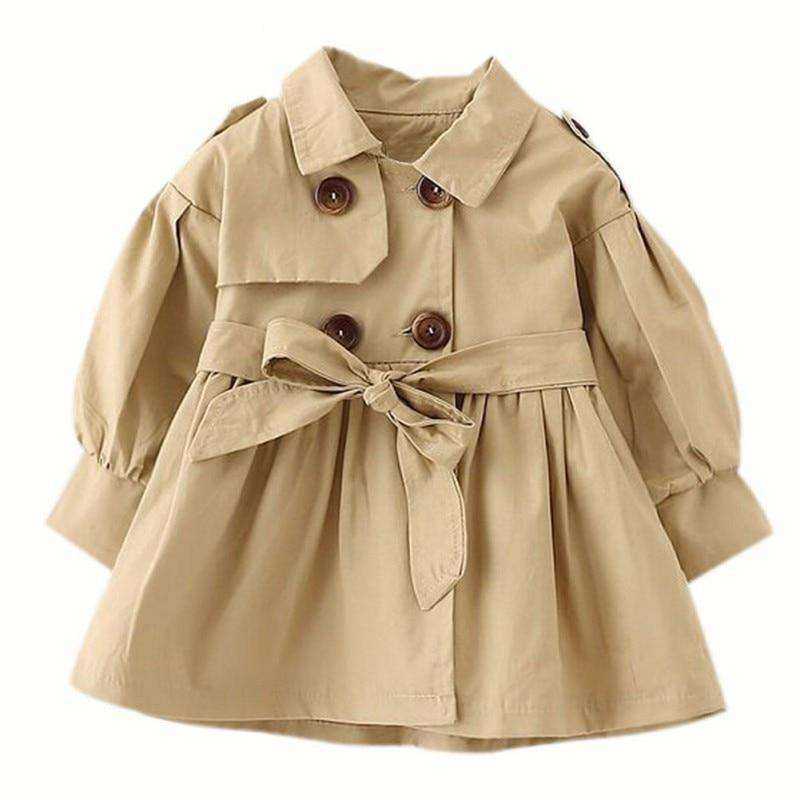 Baby Girl Jas Trench Double Breast Windbreaker Jacket