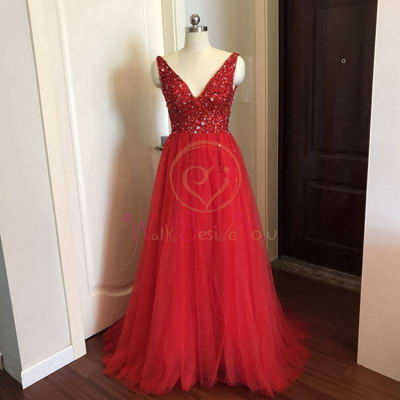 Pink High Split Tulle Sweep Sleeveless A-line Lace Up Backless Evening Gown