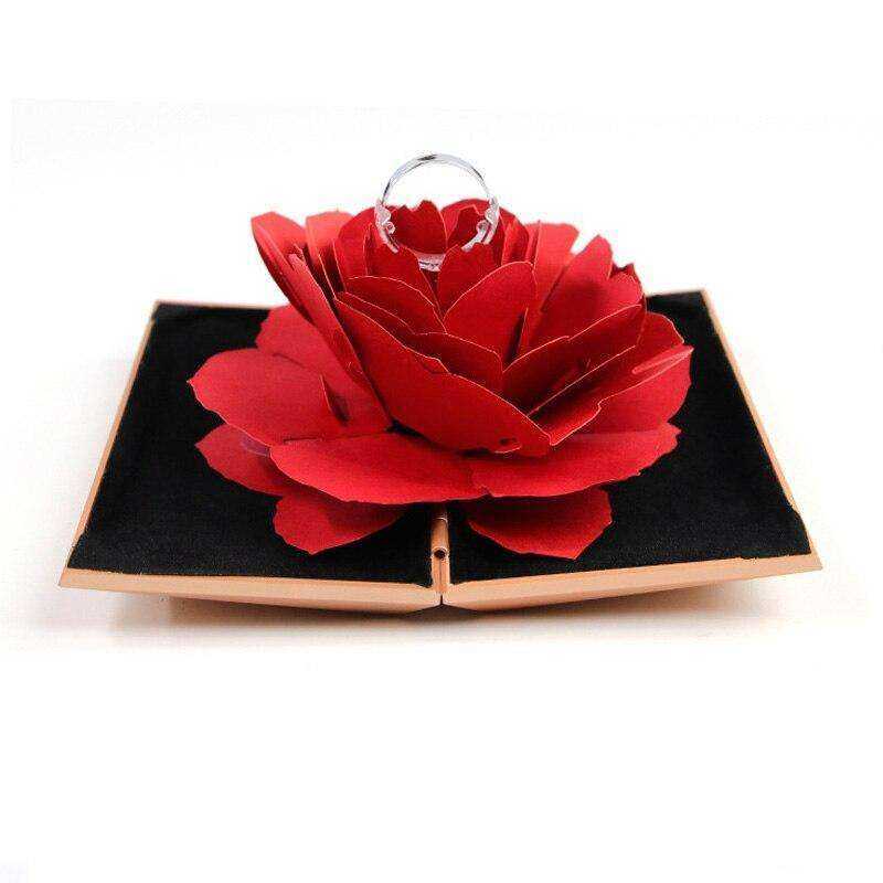 New Red Rose Ring Box Jewelry Holder