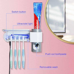 Automatic UV Light Toothbrush Sterilizer and Toothpaste Dispenser