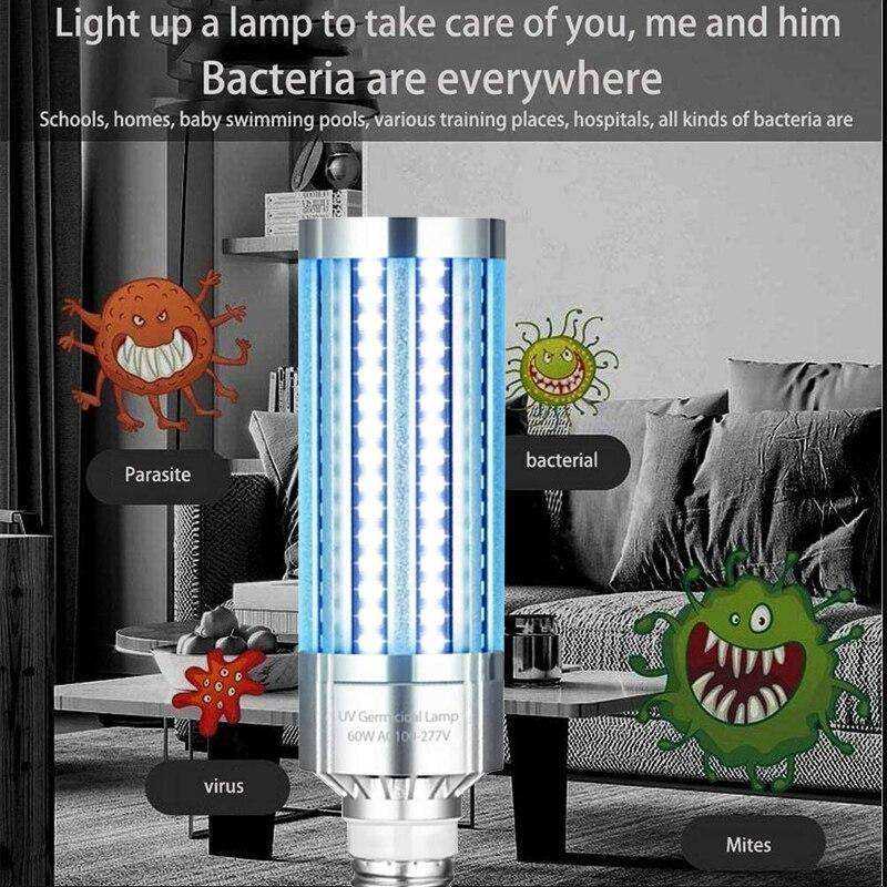 60W UV Germicidal Lamp E27 uv sterilizer Bulb with Remote Control uvc lamp sterilizer AC85-265V led ultraviolet Lights