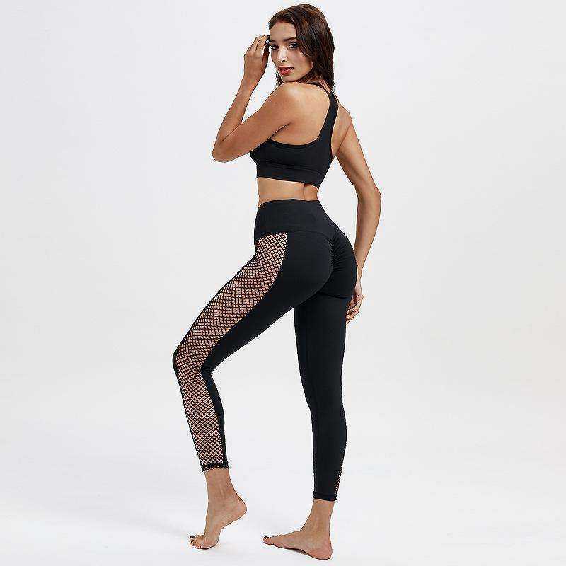 High Waisted Bum Scrunch Mesh Patchwork Workout Leggings