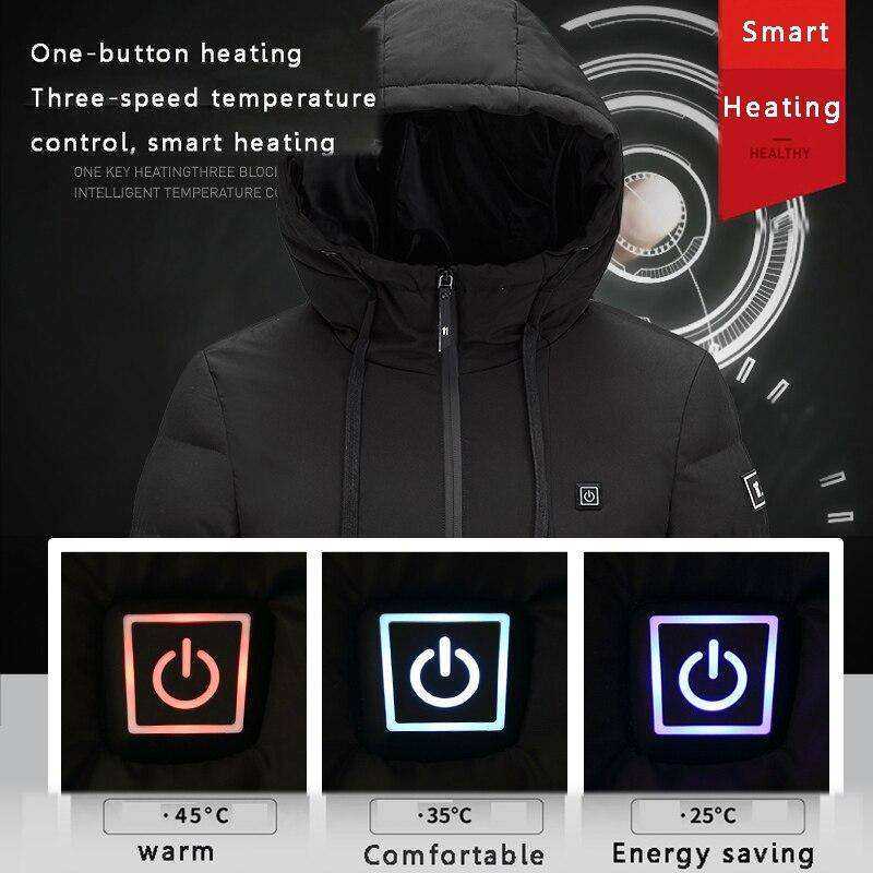 Unisex Winter Outdoor USB Infrared Heating Hooded Jacket