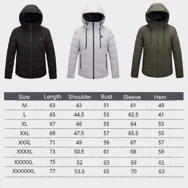 Unisex Winter Outdoor USB Infrared Heating Hooded Jacket
