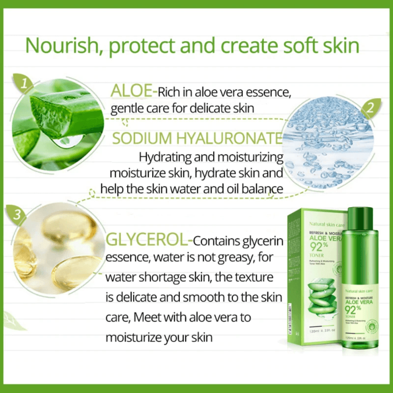 Aloe Vera Aesthetic Face Gel Lighten Pore Cleanser Toner