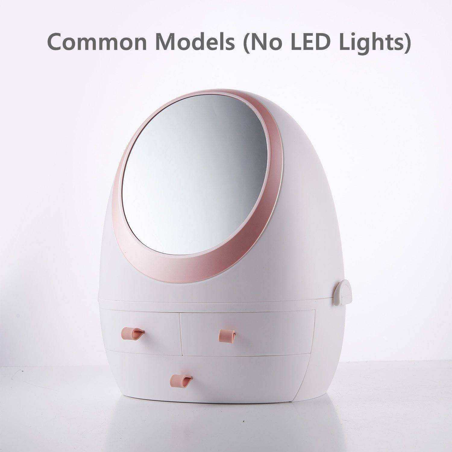 Aesthetic Portable Dustproof LED Light Makeup Mirror Organizer Box