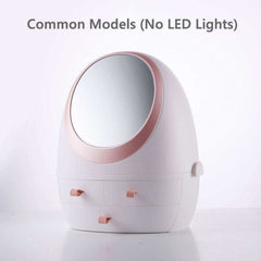 Aesthetic Portable Dustproof LED Light Makeup Mirror Organizer Box
