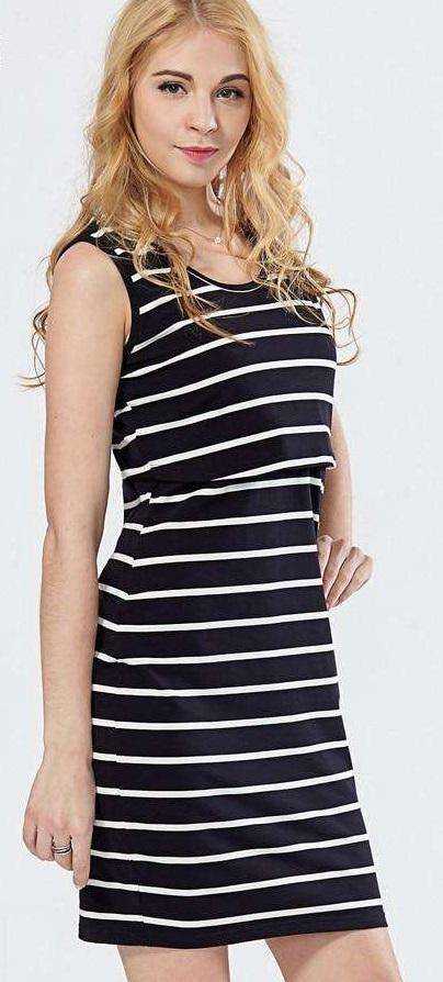 Striped Summer Maternity Breastfeeding Sleeveless Dress