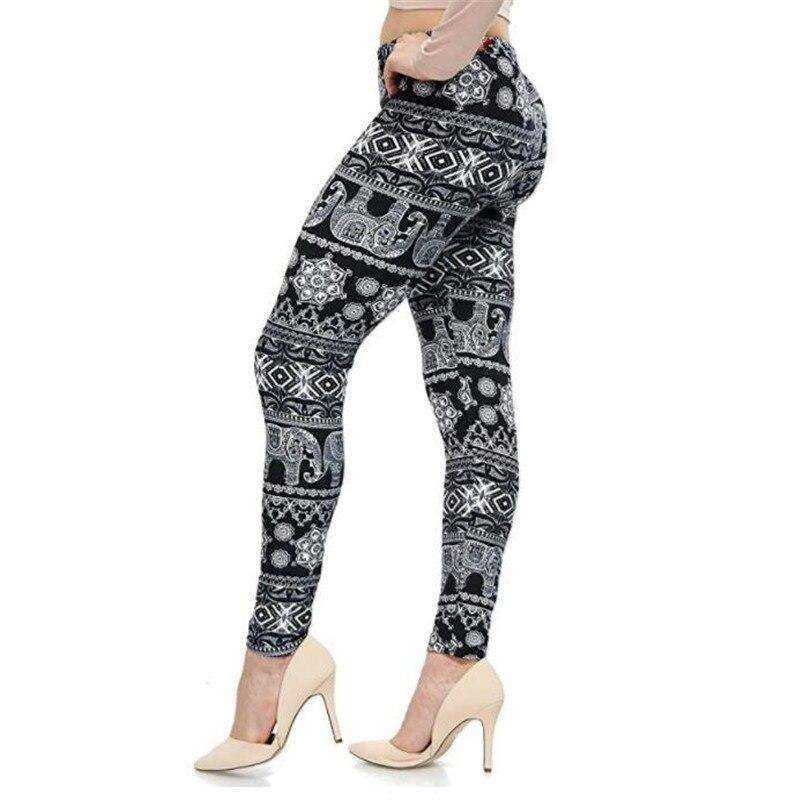 New 2021 Fashion Plus Size Print Flower Guitar Plaid Thin Nine Leggings