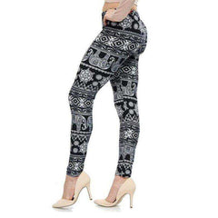 New 2021 Fashion Plus Size Print Flower Guitar Plaid Thin Nine Leggings