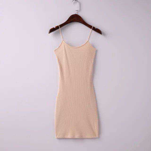 Spaghetti Strap Rubber Bodycon Slim Sheath Mini Dress