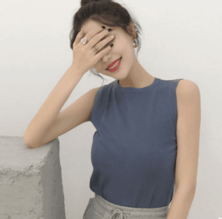 Women Skinny Tees O-Neck Casual Sleeveless