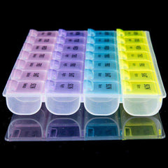 1PCS 4 Row 7 Days 28 Squares Tablet Pill Box