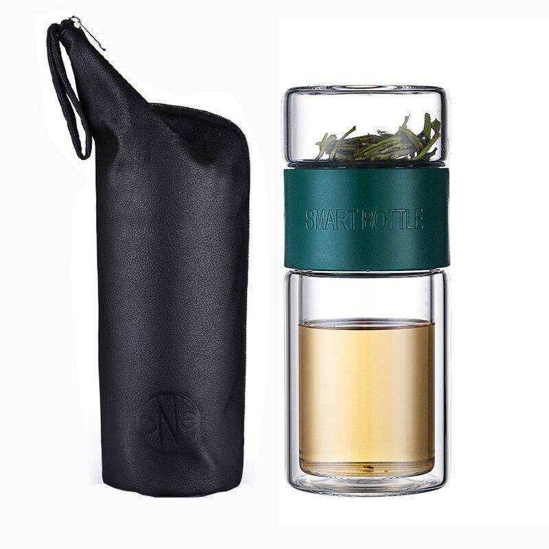 Portable Double Wall Glass Bottle Tea Infuser Tumbler