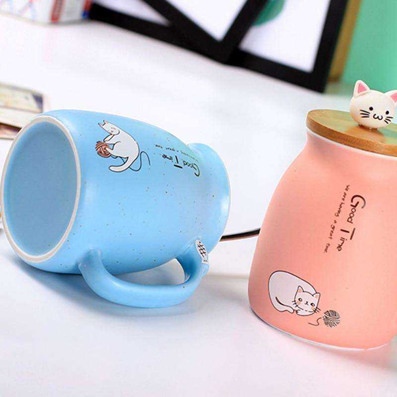 Portable Cat Cute Ceramic Coffee Cup