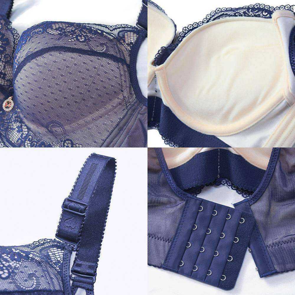 Women Lace Padded Push Up Bra Two Cup Underwire Brassiere