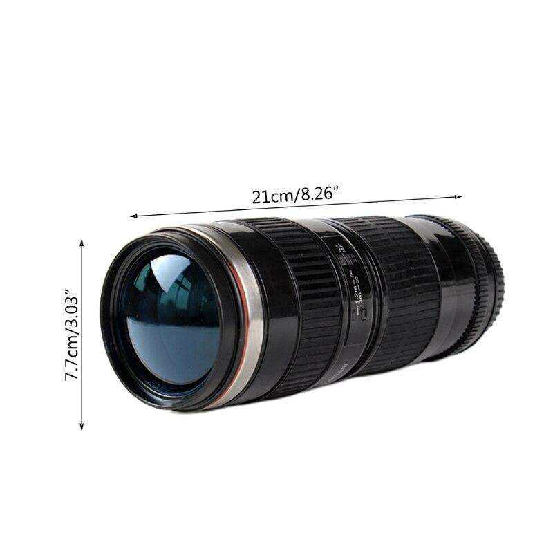 400ml Stainless Steel Drink Water Coffee Tea Camera Lens Shaped Thermos with Lid
