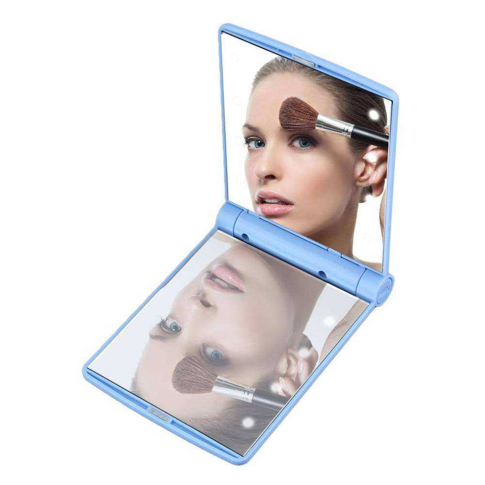8 LED Lights Folding Square Cosmetic Pocket Mirror