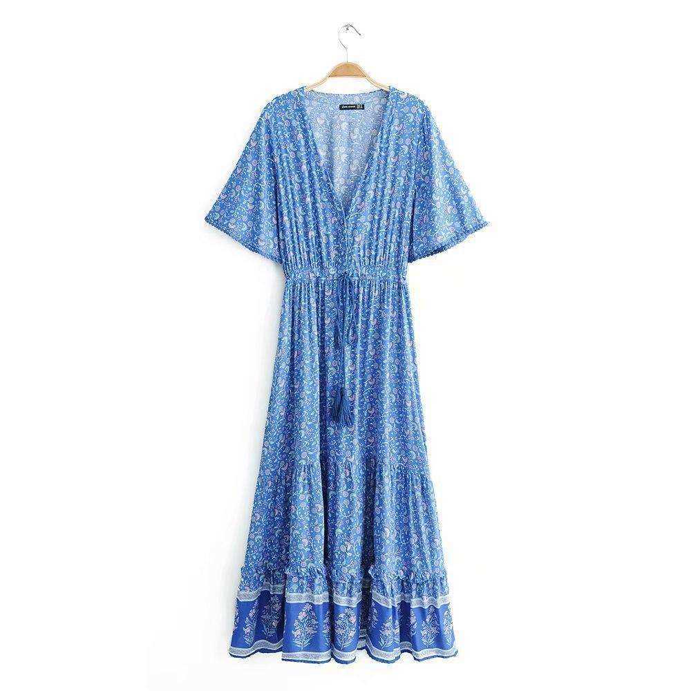 Summer V-Neck Bohemian Maxi Long Dress