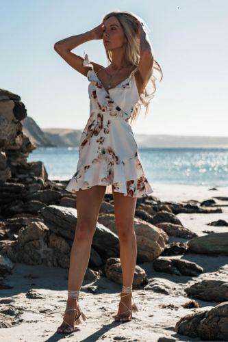 Off Shoulder Floral Chiffon  Dress
