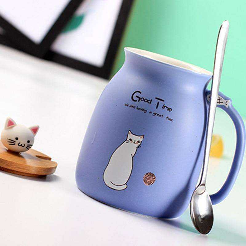 Portable Cat Cute Ceramic Coffee Cup