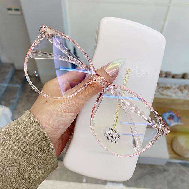 Women Men Transparent Computer Anti Blue Light Round Eyewear Glasses Frame