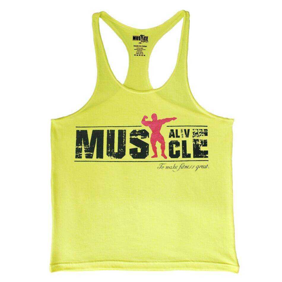 Muscle Alive Bodybuilding Tank Top Men's Cotton Muscle Shirt