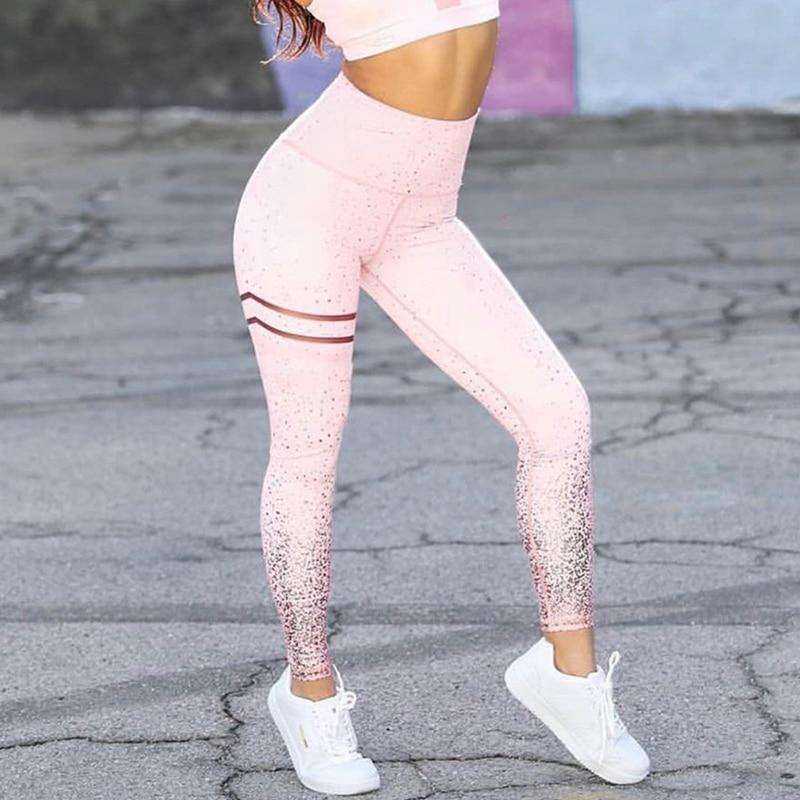 High Waist Fitness Gold Print Leggings
