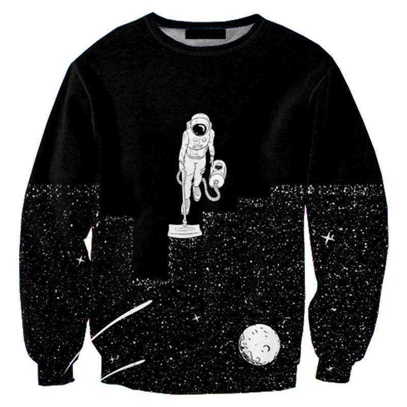 Cloud style Space Vacuum Cleaner Robot 3D Print Sweatshirt Hoody For Men