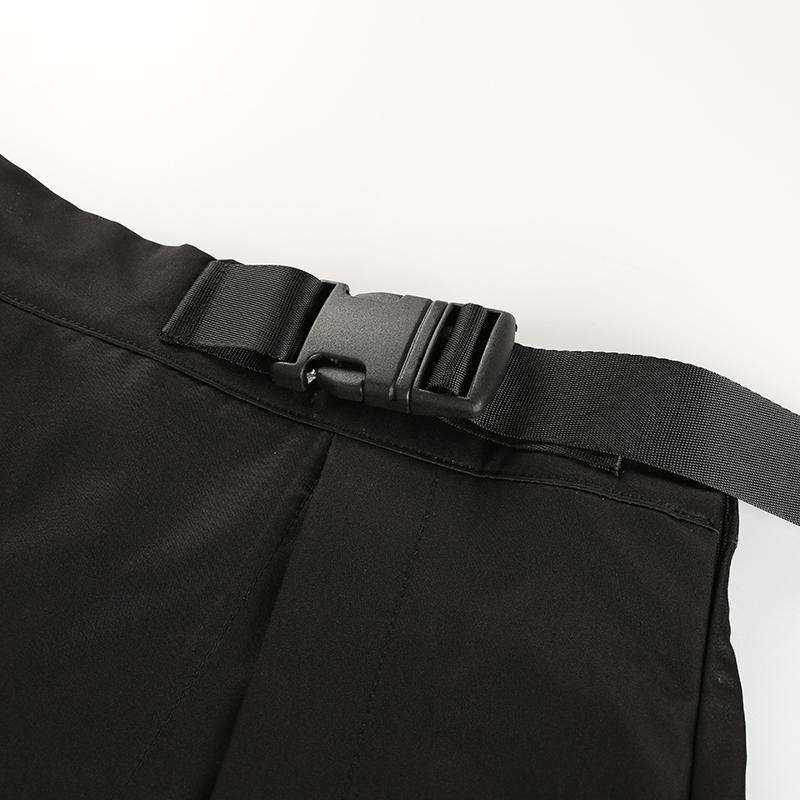 High Waist Belt Cargo Pocket Sexy Split Open Skirt