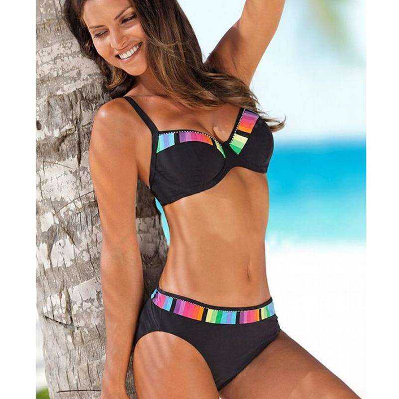 Sexy 2021 Push Up  Print  Polka Dots Plus Size Bikini Set