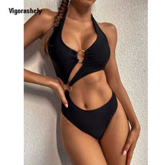 2021 Sexy Hollow One Piece Swimsuit Bandage Push Up High Waist Monokini Swimwear