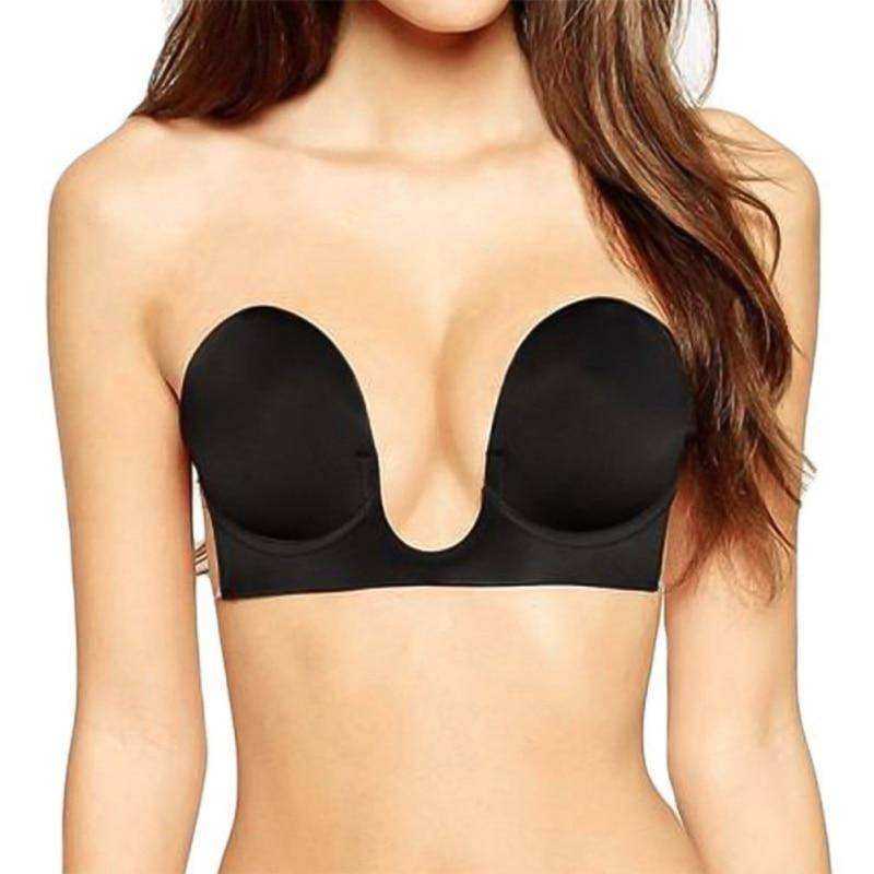 Invisible Backless Strapless Self-adhesive Deep U Push Up Bra