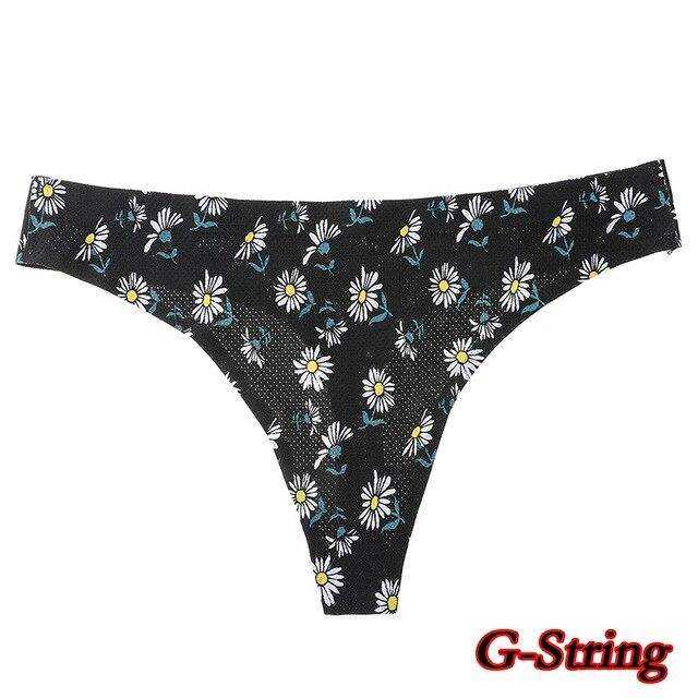 Sexy Seamless Flowers Print  Slip Breathable Underwear For Women
