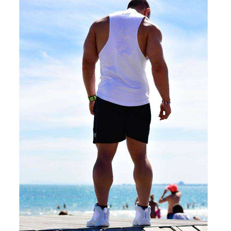 Men Undershirt Skull Bodybuilding Fitness Stringer Tank Tops