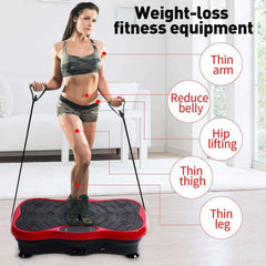 200KG/441LBS Exercise Fitness Vibration Machine Trainer Plate Platform with Resistance Bands 220V