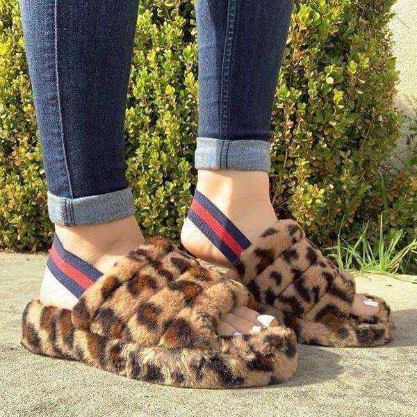 Spring Autumn Sponge Cake Women's Suede Back Strap Cotton Slippers