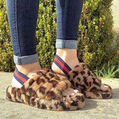 Spring Autumn Sponge Cake Women's Suede Back Strap Cotton Slippers
