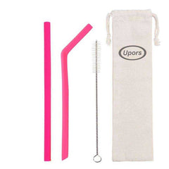Reusable Drinking Flexible Straw Shakes with Brush & Pouch