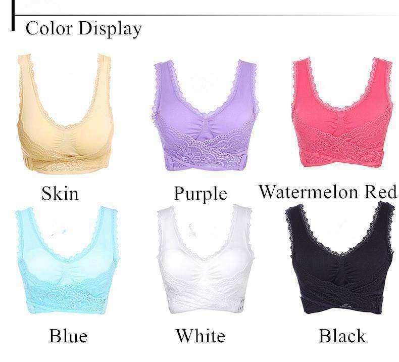 Wome Padded Lace Vest Seamless Sports Push Up Bra
