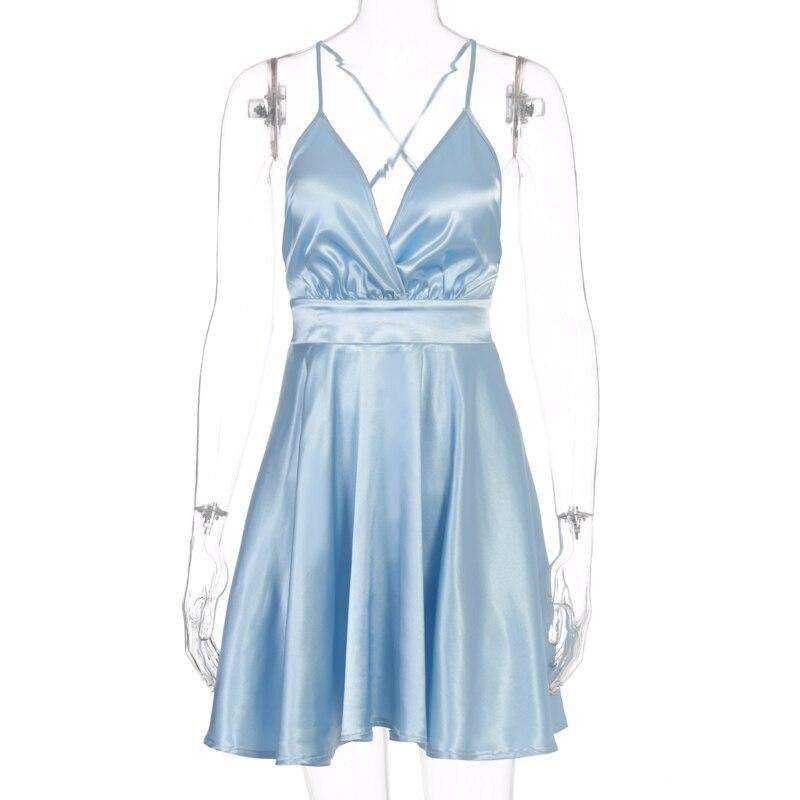 Sleeveless V-neck Sexy Mini Slip Backless Bow Dress