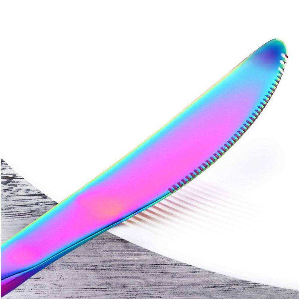 24PCS Tableware Flatware Non-fading Cutlery Stainless Steel Rainbow Sets