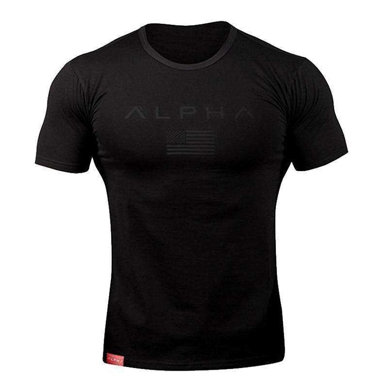 Sports Fitness Fashion Letter Printing Men's Short Sleeve T-shirt