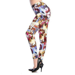 New 2021 Fashion Plus Size Print Flower Guitar Plaid Thin Nine Leggings