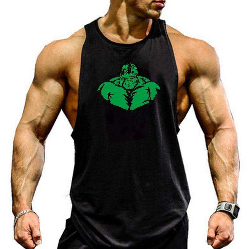 Men Undershirt Skull Bodybuilding Fitness Stringer Tank Tops