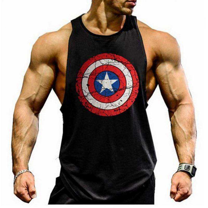 Men Undershirt Skull Bodybuilding Fitness Stringer Tank Tops