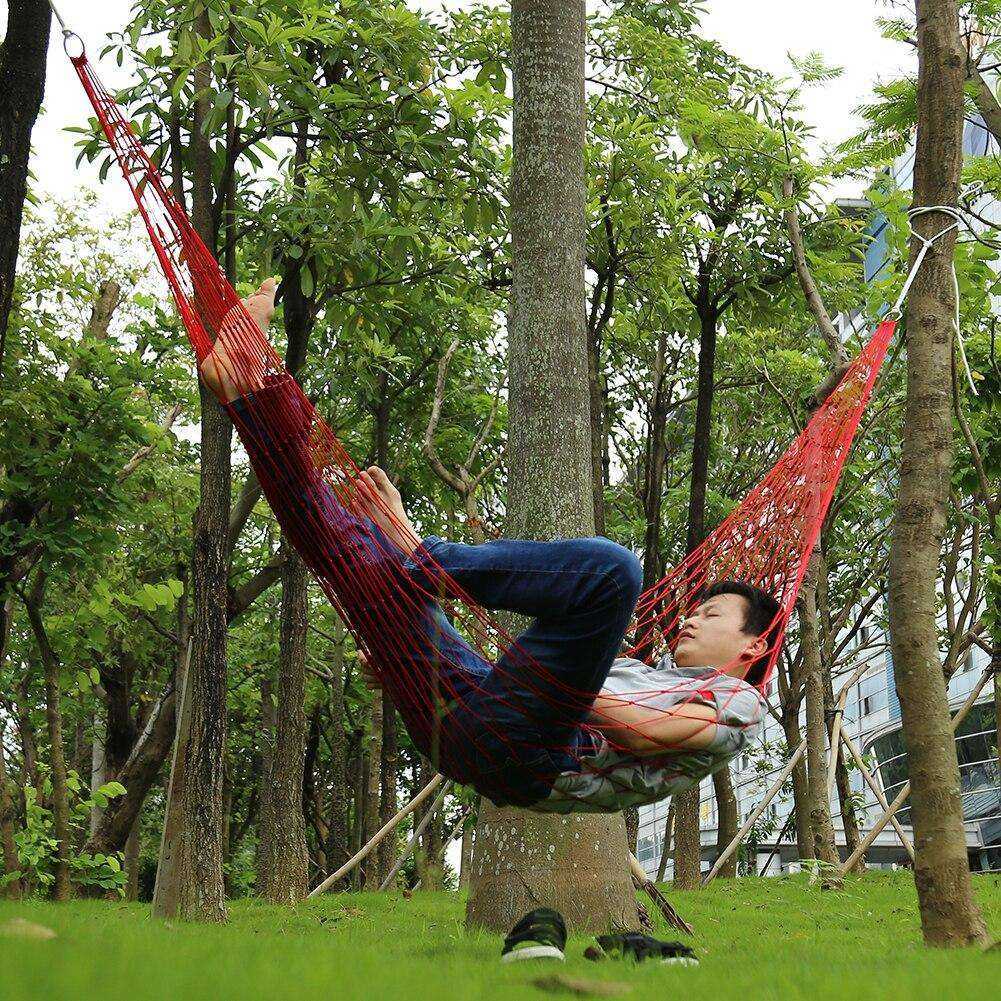 Nylon Hammock Yard Outdoor Travel Hanging Mesh Net Sleeping Bed
