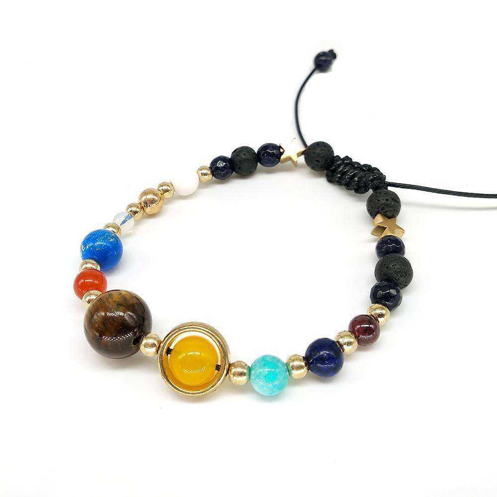 9 Planets Natural Stone Beads Adjustable Bracelet