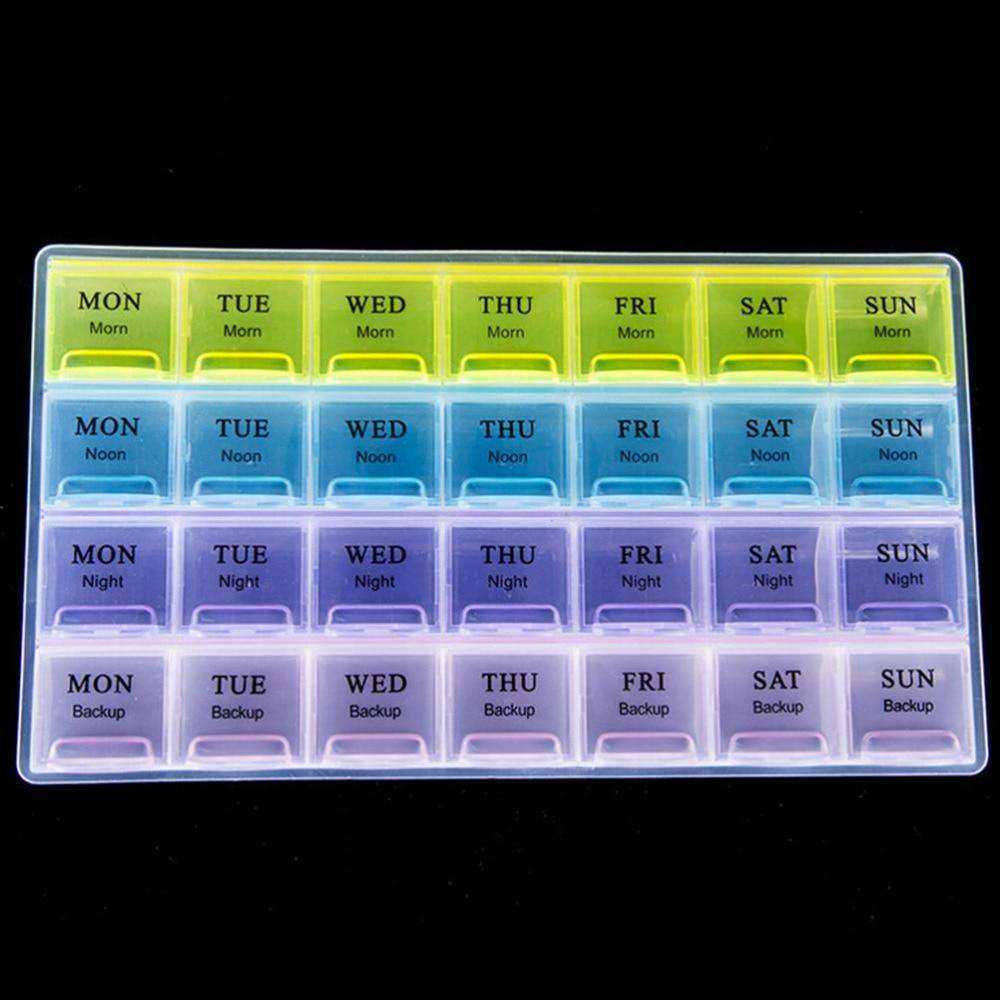 1PCS 4 Row 7 Days 28 Squares Tablet Pill Box