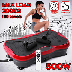 200KG/441LBS Exercise Fitness Vibration Machine Trainer Plate Platform with Resistance Bands 220V